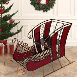 Santa Sleigh Decoration - X-Large Metal 