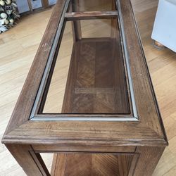Wood / Glass Side Table (16 x 54  X 26) Inch