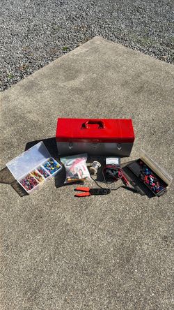 Metal Toolbox with Electrical Supplies