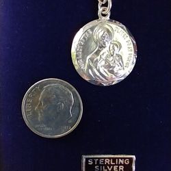 Sterling Silver Our Lady of the Olives Medal on an 18-in Stainless Steel Chain. Patron Saint of Those with Financial Difficulties. Religious Jewelry