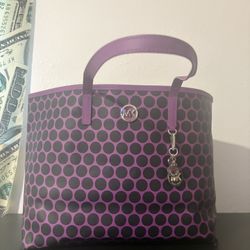 Michael Kors Bag Purple and Black Polka Dots