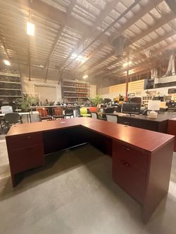 L-Shaped Desk with Double Pedestals
