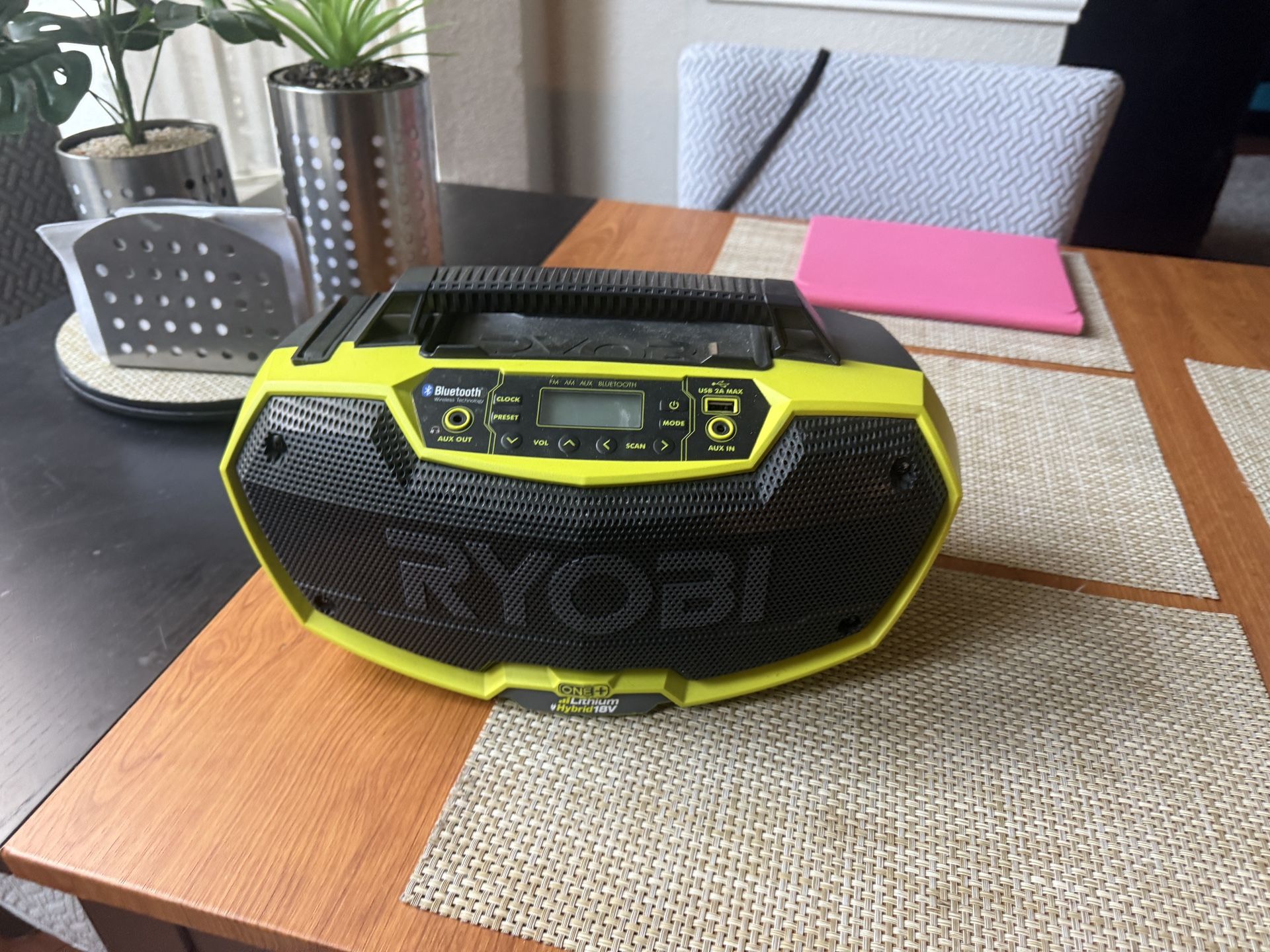 One+ Stereo Hybrid Ryobi Bluetooth Speaker With Radio 18v USED ONCE!
