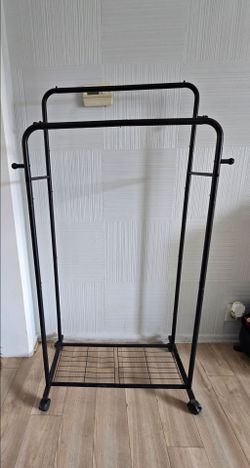 Black Double Rail Clothes Rack on Wheels