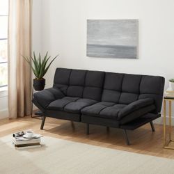 Beautiful black futon sofa split  Is back 3 position adjustable arms $289