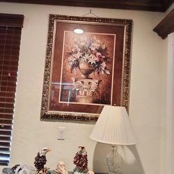 Very Large Picture Beautiful Frame Glass In Front Perfect $200