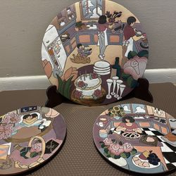 Judy Miller Hand painted Pottery Plates - 1980