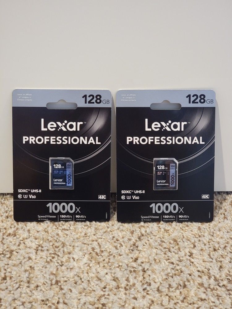 x2 Lexar Professional 1000x 128GB SDXC UHS-II Card