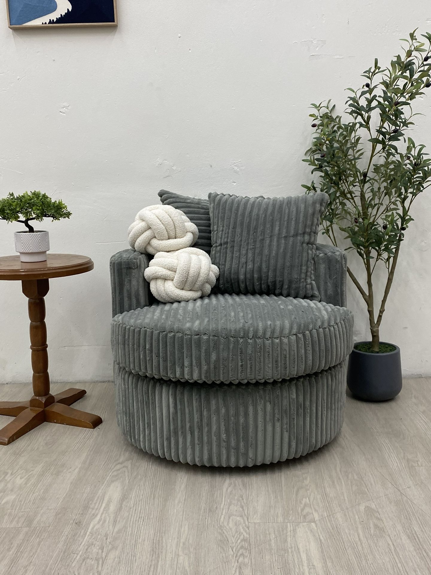 Cozy Corduroy Swivel Lounge Chair