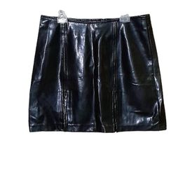 XOXO Black Vinyl Faux Leather Mini Skirt Juniors Size 9