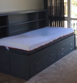 Gray, Twin bed frame without mattress- $75