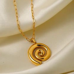 Free Shipping. Gold Swirl Pendant Necklace 