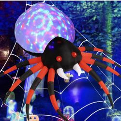 GOOSH 4 FT Width Halloween Inflatable Spider Outdoor Decoration with Magic Light, Blow Up Yard Inflatables 