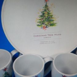 Pottery Barn Xmas tree coffee mugs