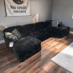 Midnight-Madness Onyx 3 Piece Double Chaise Sectional