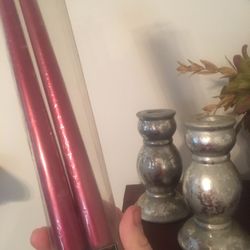 New Metallic Candles With Holders. Beautiful 