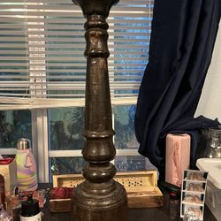 Tall Rustic Wood Candlestick 
