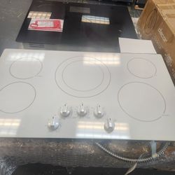 Ge 36 Inch Electric Cooktop White 