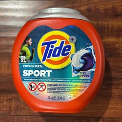 Tide + SPORTS POWER PODS (1XL = 2 Pods); Advanced Sweat + Stain Fighter 25 Count 