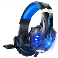 Brandnew G9000 Stereo wired Gaming Headset for PS4 PC Xbox One PS5 Controller, Noise Cancelling Over Ear Headphones with Mic, LED Light, 7.1 Surround 