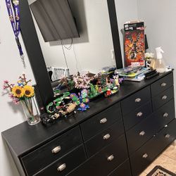 Black Queen Bed Frame & Dresser 