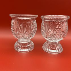 Two Crystal Reversible Candle Holders