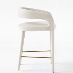 CB2 LISETTE WHITE PERFORMANCE FABRIC COUNTER STOOLS