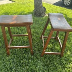 Set of 4 Wooden Stools 