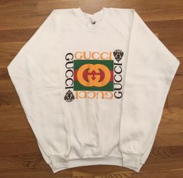 Vintage 90s Dapper Dan Bootleg Gucci White Crewneck Sweater Sweatshirt USA XL