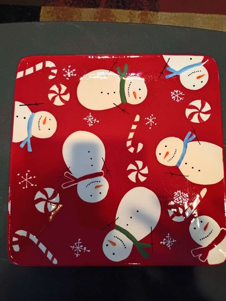 Peppermint Lane Snowman Plate St Nicholas Square 