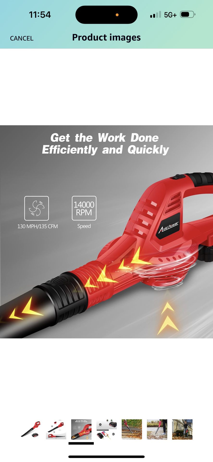 POWER Leaf Blower, 20V Cordless Leaf Blower with 2.0Ah Battery and Charger, 130 MPH Electric Leaf Blower Light Duty