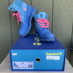Timberland Blue Premium 6" SpongeBob Boots With Box Mens Size 7.5 Women’s 9.5