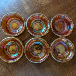 Set Of Six Marigold Carnival Glass Bowls