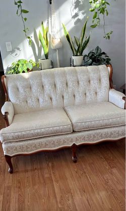 Vintage cream french wood couch & love seat