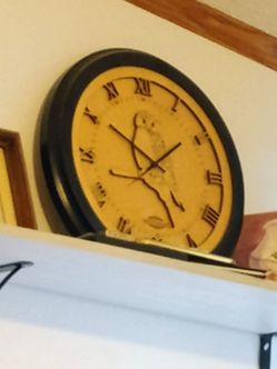 Wooden carved owl clock