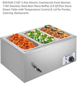 ROVSUN 21QT 3-Pan Electric Commercial Food Warmer