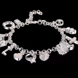 Romantic Silver Charms Bracelet 