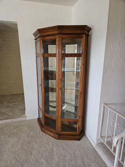 Solod Wood Curio Hutch Cabinet