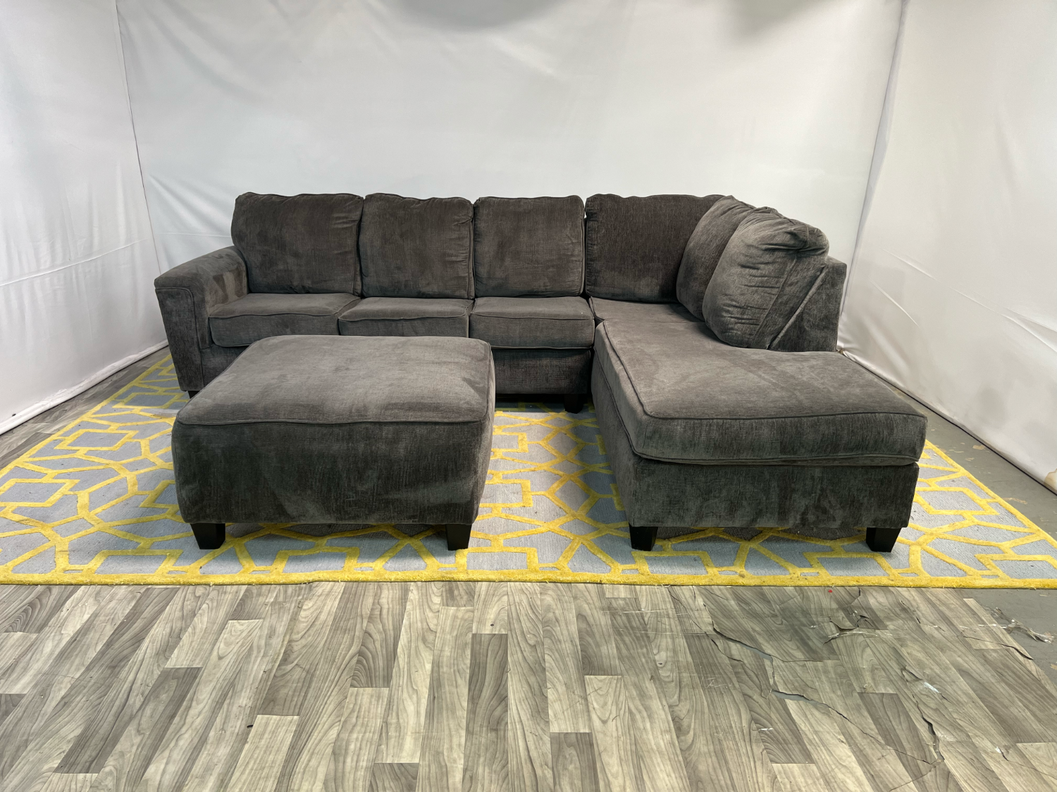 ( Delivery Available ) Ashley Large Dark Gray Sectional Couch with Ottoman