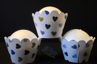 Blue heart Cupcake Wrappers / Sleeve