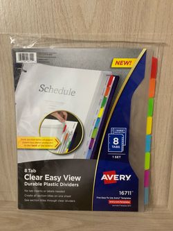 Avery 8 Tab Durable Plastic Dividers