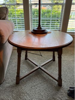 Vintage Round Oak Side-Table