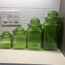 Green Glass Canisters