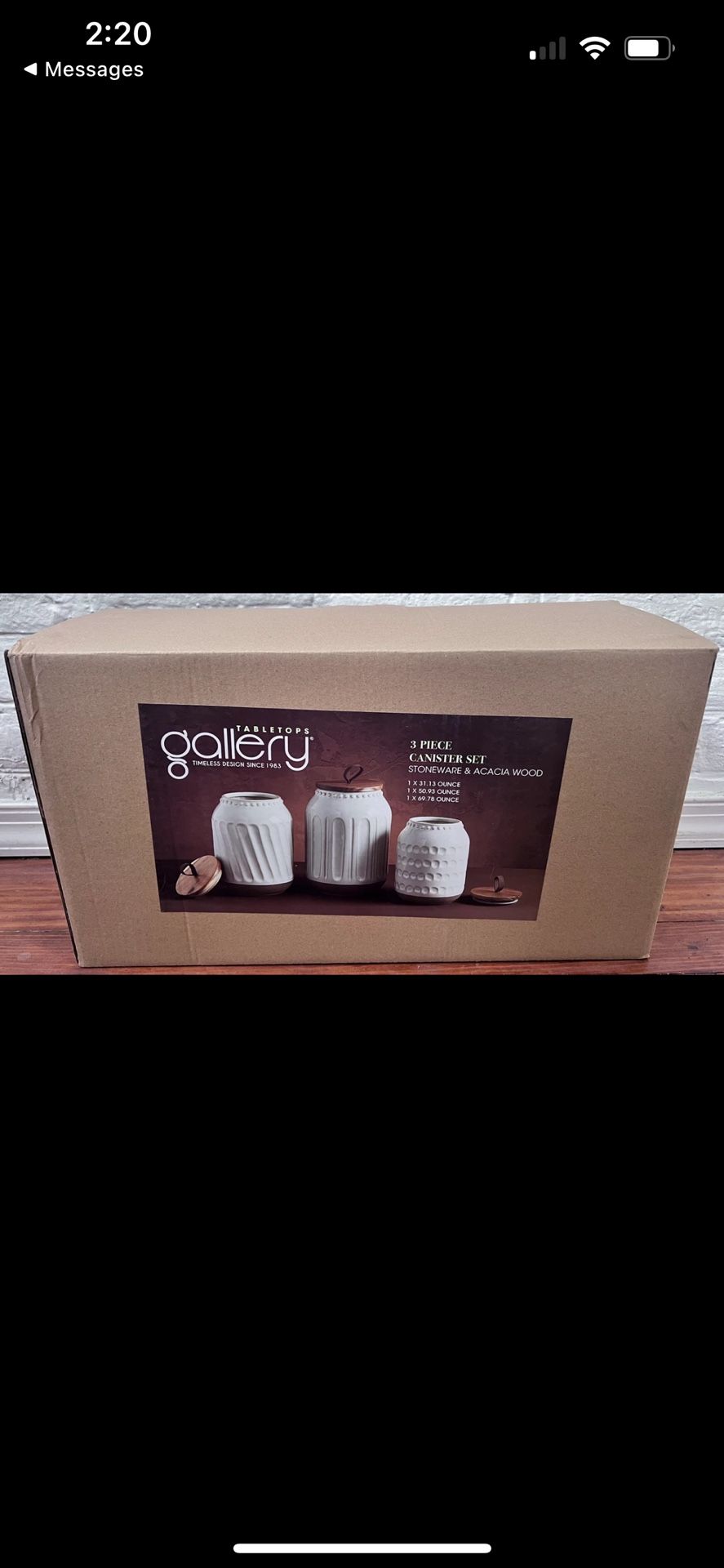 Tabletops Gallery Ziggy 3-Piece Ceramic Canister Set with Acacia Wood Lids