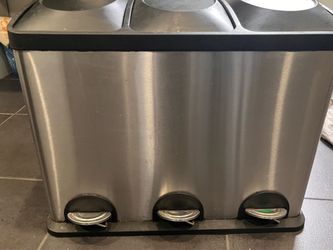 Stainless Steel 3 bin Recycling Trash Can