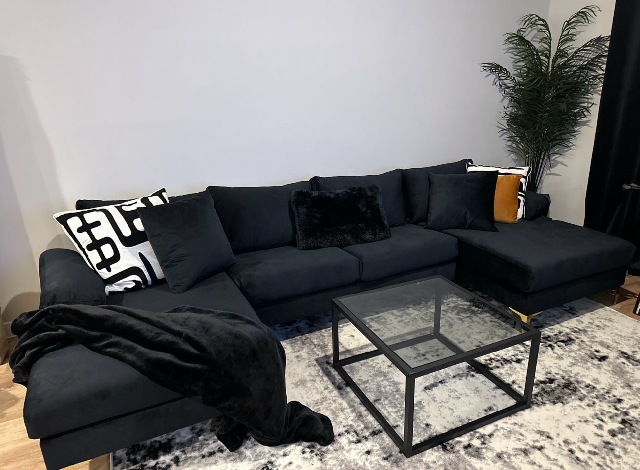 Black Velvet Sectional sofa 