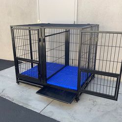 New in box $280 X-Large 49” Heavy Duty Folding Dog Cage 49x38x43” Double-Door Kennel w/ Divider