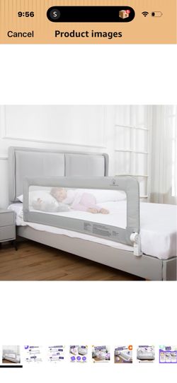 ComfyBumpy 1-Pack Bed Rail for Toddlers 55.5" L x 19.5" H | Toddler Bed Rails for Twin, Full, Queen & King Mattress Size | Swing Down Rail Guard | Mat