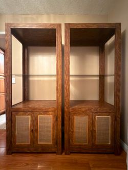 Wood Bookcases / Display Cabinets with Storage – $75 Each or $200 for All 3