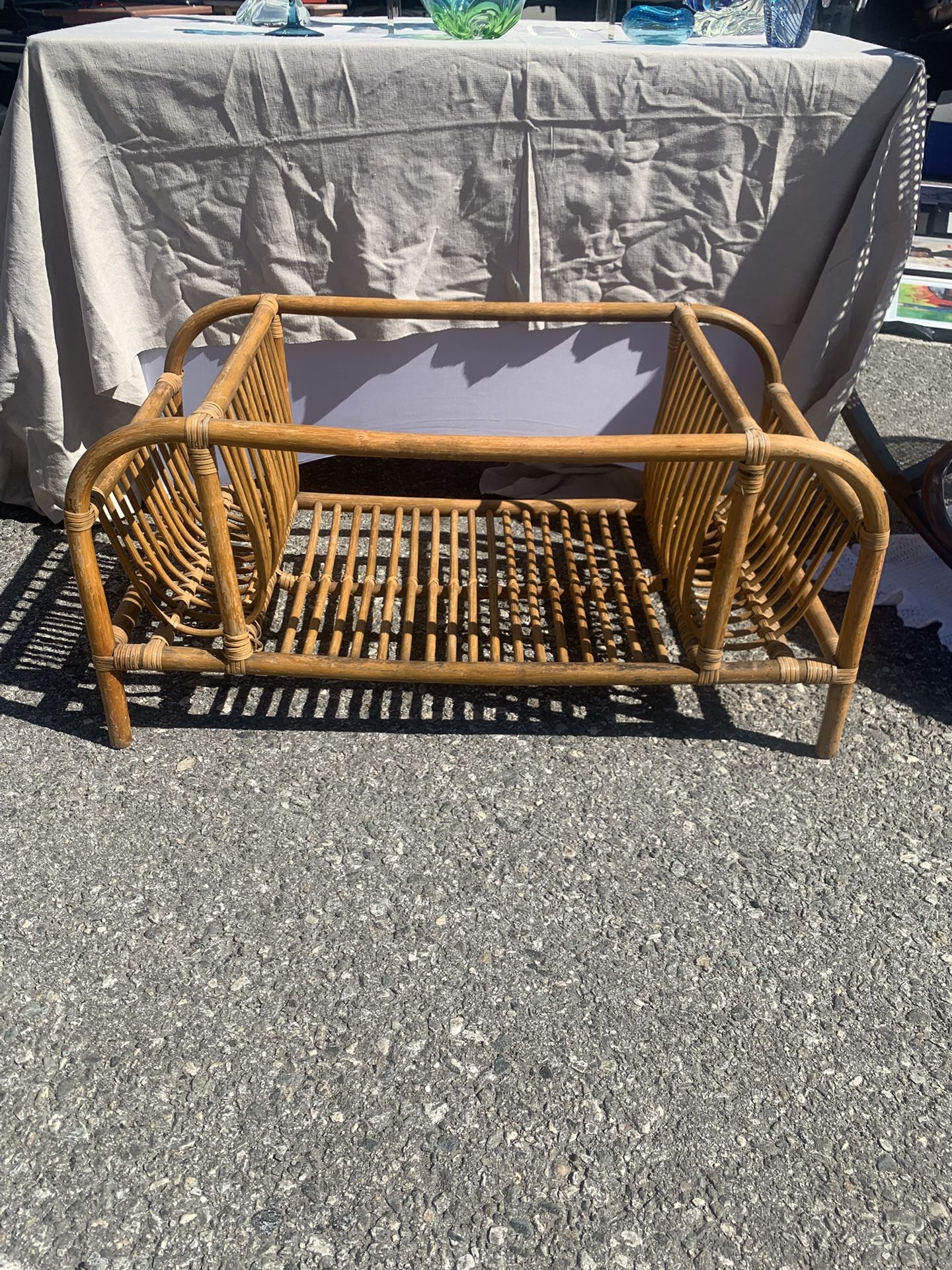 Mid Century Bamboo Rattan Magazine Rack